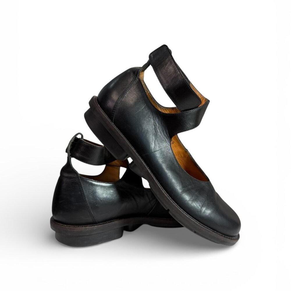 Meltonian Black Leather Ankle Cross Strap Mary Jane Shoe Germany Size EU 39, 8M